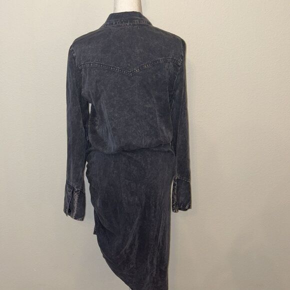 Young Fabulous and Broke ruched asymmetrical chambray dress - Picture 3 of 3